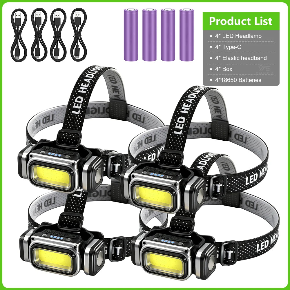 Lampe frontale LED COB 30W rechargeable, détecteur de mouvement, batterie 18650 – photo 8/10