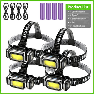 Lampe frontale LED COB 30W rechargeable, détecteur de mouvement, batterie 18650 – photo 8/10