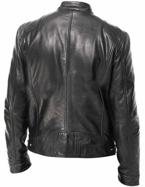 Blouson moto col montant en simili cuir - vue - vue 4