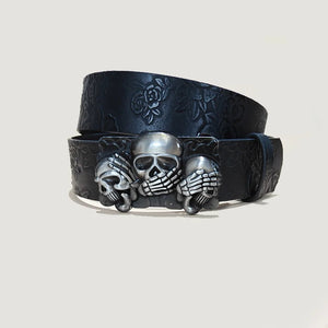 Ceinture grande taille simili cuir gaufré tête de mort - vue 12