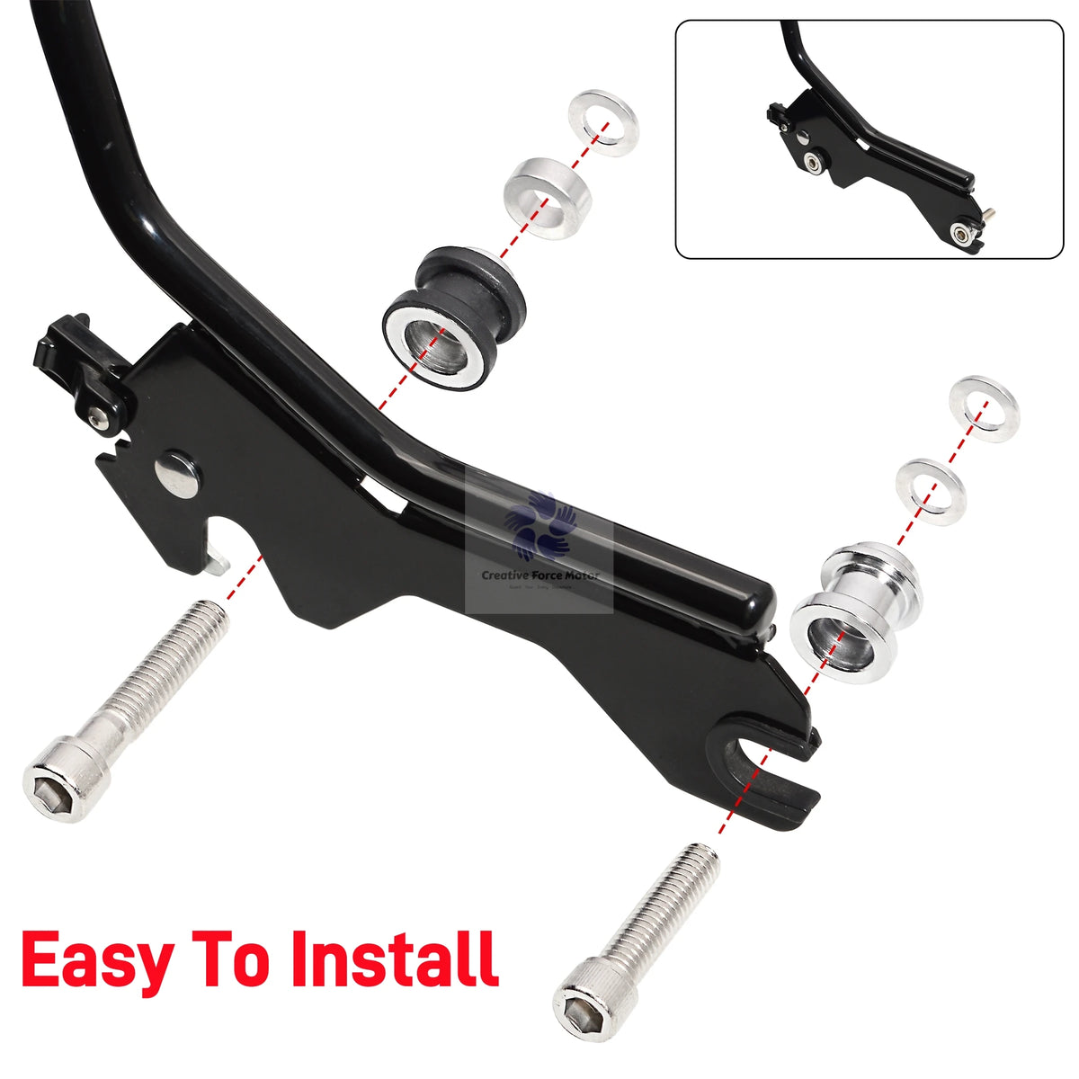 Kit de fixation en aluminium monté sur le sissy bar d'une Harley-Davidson Softail - vue 6