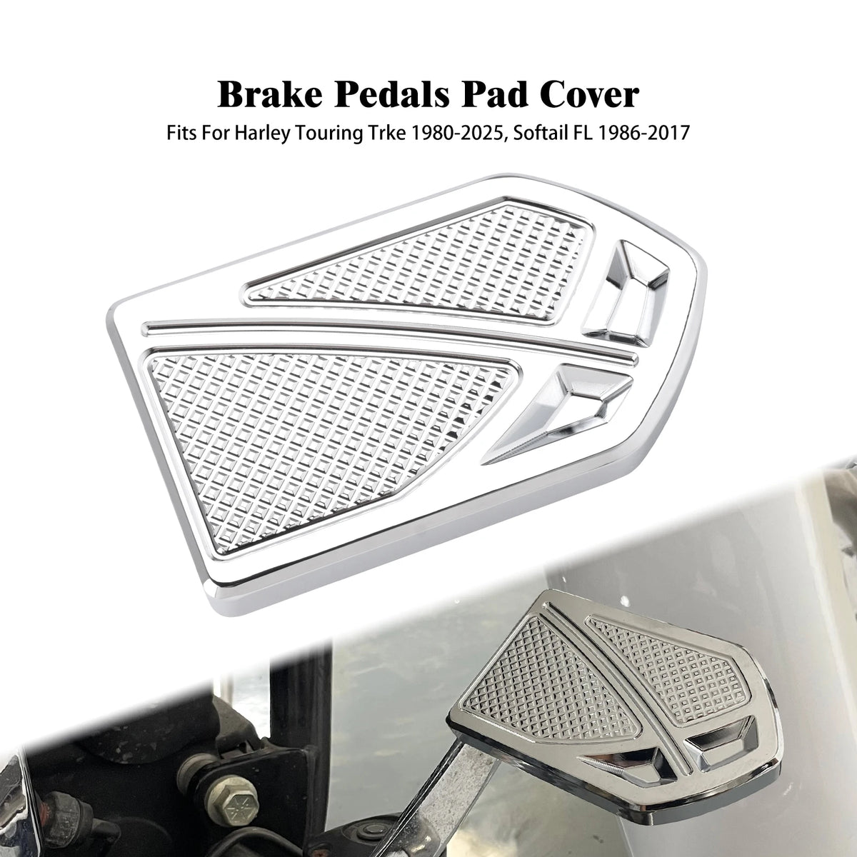 Cache de pédale de frein noir et chromé pour moto Harley-Davidson - vue 7