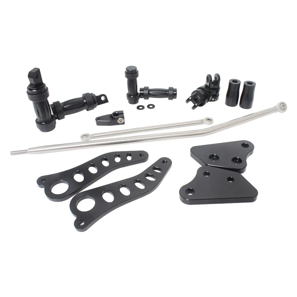 Kit commandes avancées, repose-pieds, leviers et biellettes en aluminium usiné pour Harley-Davidson Dyna Fat Bob, Super Glide, Street Bob 2000-2017 – photo 2/6