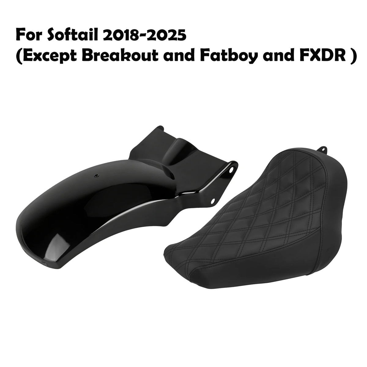 Selle solo et garde-boue arrière noir pour Harley-Davidson Softail - vue 7