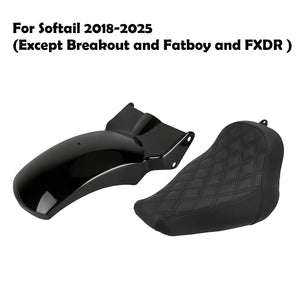 Selle solo et garde-boue arrière noir pour Harley-Davidson Softail - vue 7