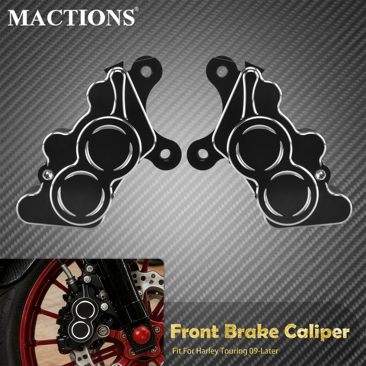 Étrier de frein avant en aluminium - Harley Touring Street Glide, Electra Glide, Road King, Ultra Limited, FLHTK, FLHR 2009 et + – photo 1/8