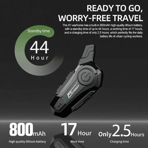 Intercom Bluetooth Moto pour Casque - Kit Duo 1000 m, Mains-Libres Étanche - vue 2