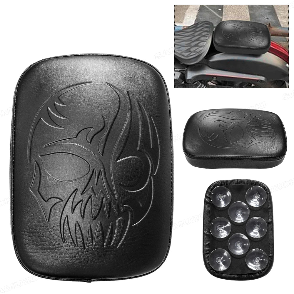 Coussin passager arrière noir à 8 ventouses pour Harley Dyna Sportster Softail Touring XL 883 1200