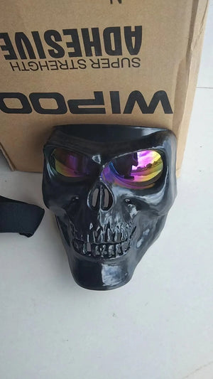 Masque tête de mort avec lunettes de protection intégrées pour moto - vue 5
