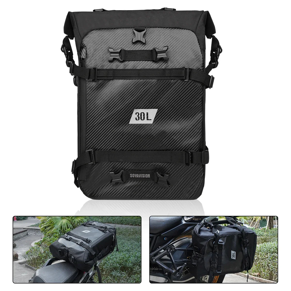 Sacoche noire pour barre de protection moto - vue 6