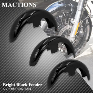 Garde-boue avant moto en acier noir pour Harley Touring - vue 1