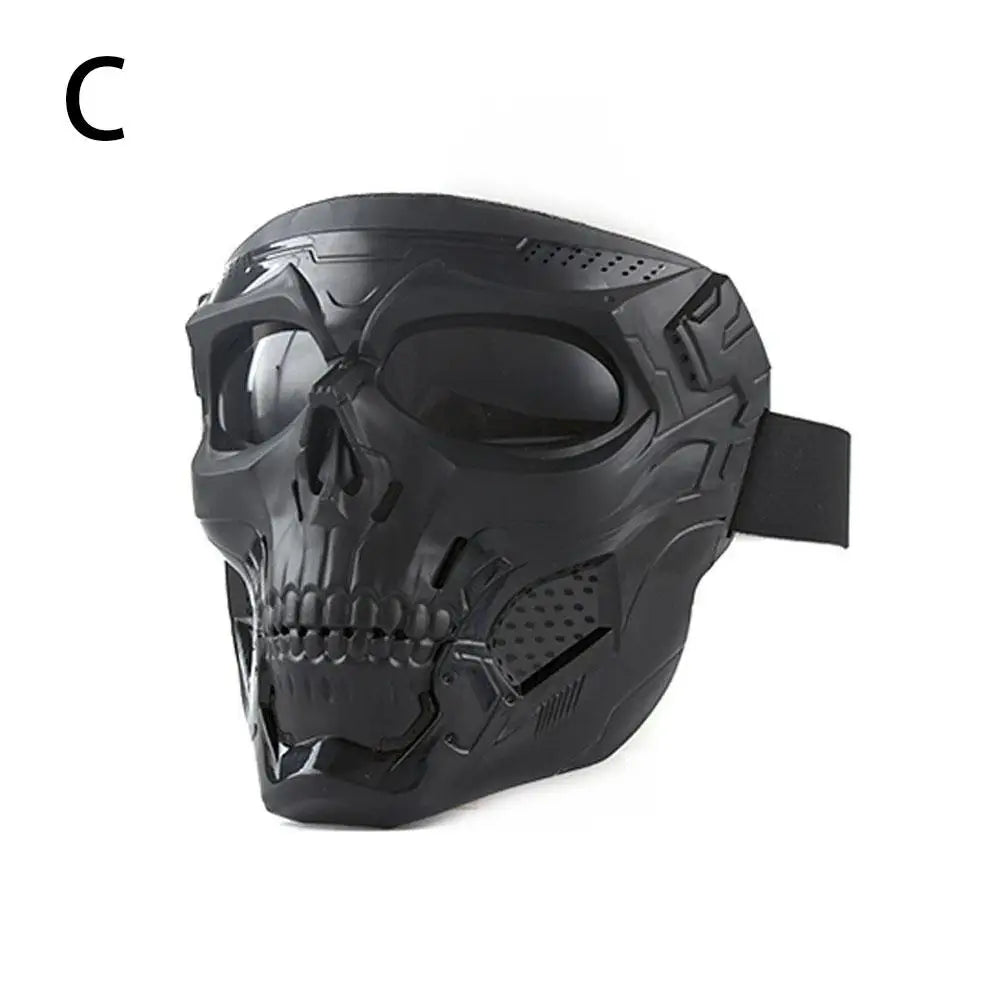 Masque de moto tête de mort rétro noir style biker - vue 8