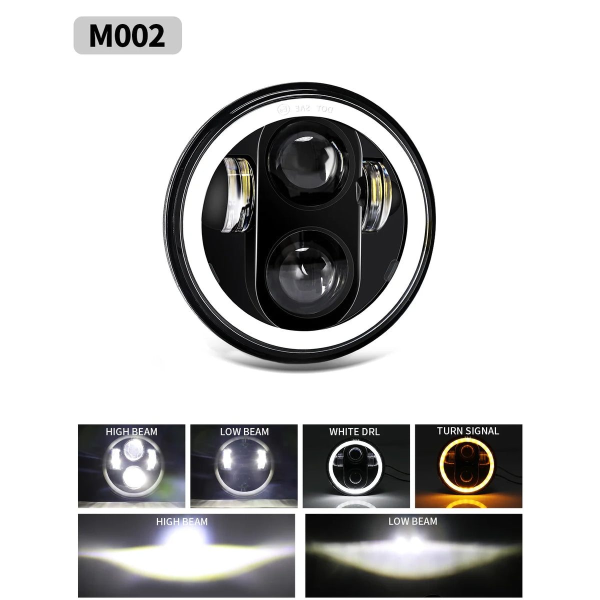 Phare LED rond 5,75 pouces pour Harley-Davidson Dyna, Softail, Sportster - vue 10
