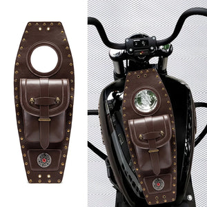 Sacoche de réservoir vintage noire sur une moto cruiser - vue 5