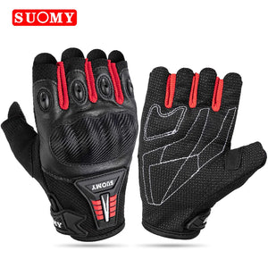 Gants moto mi-doigts noirs - vue de face - vue 2