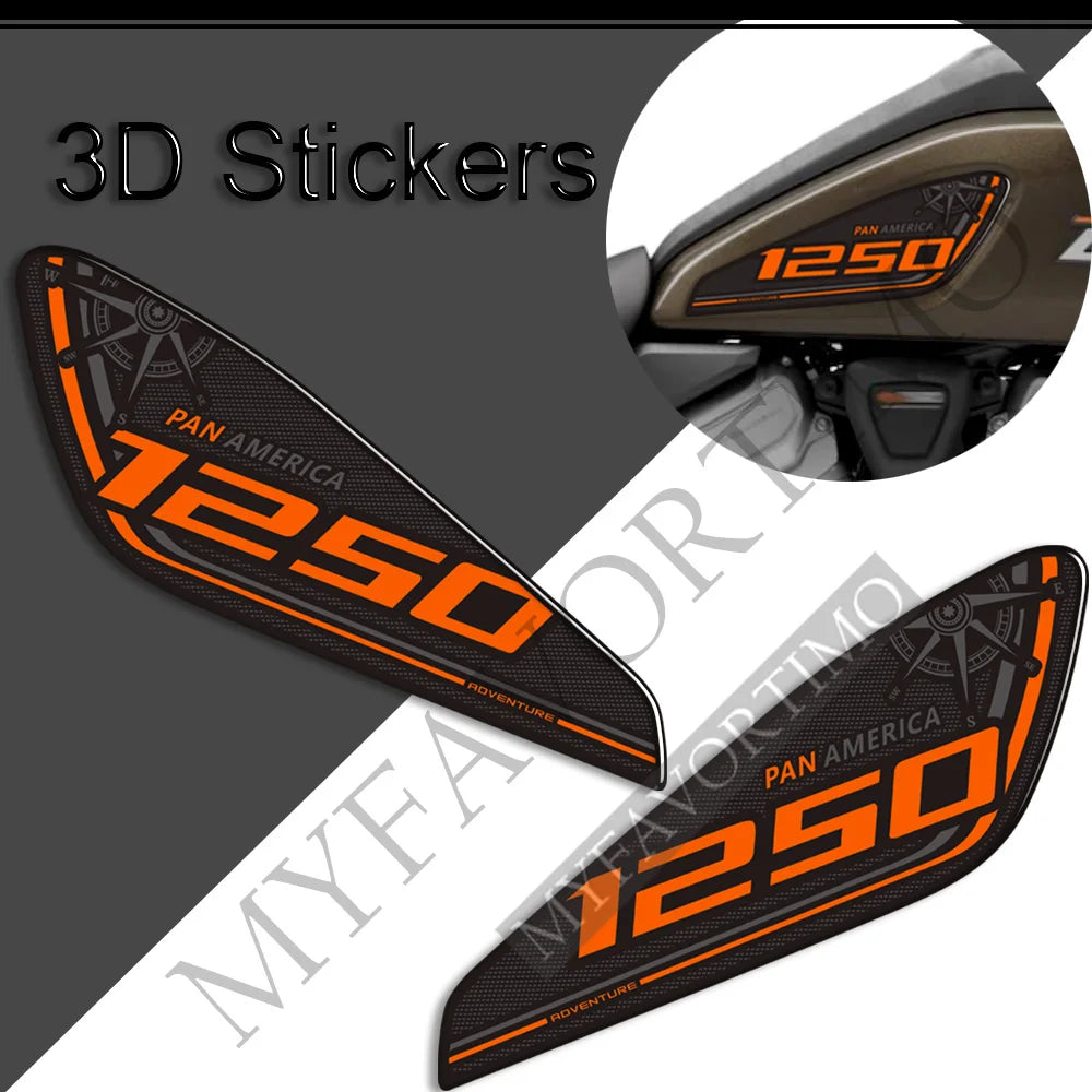 Protection de réservoir 3D noire sur Harley Pan America - vue 3