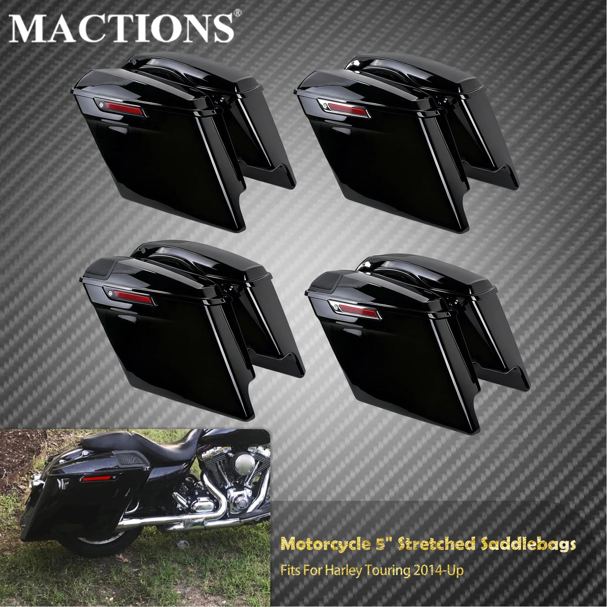 Sacoches Rigides Étirées 5" avec Grilles - Harley-Davidson Touring 2014-2024 – photo 1/9