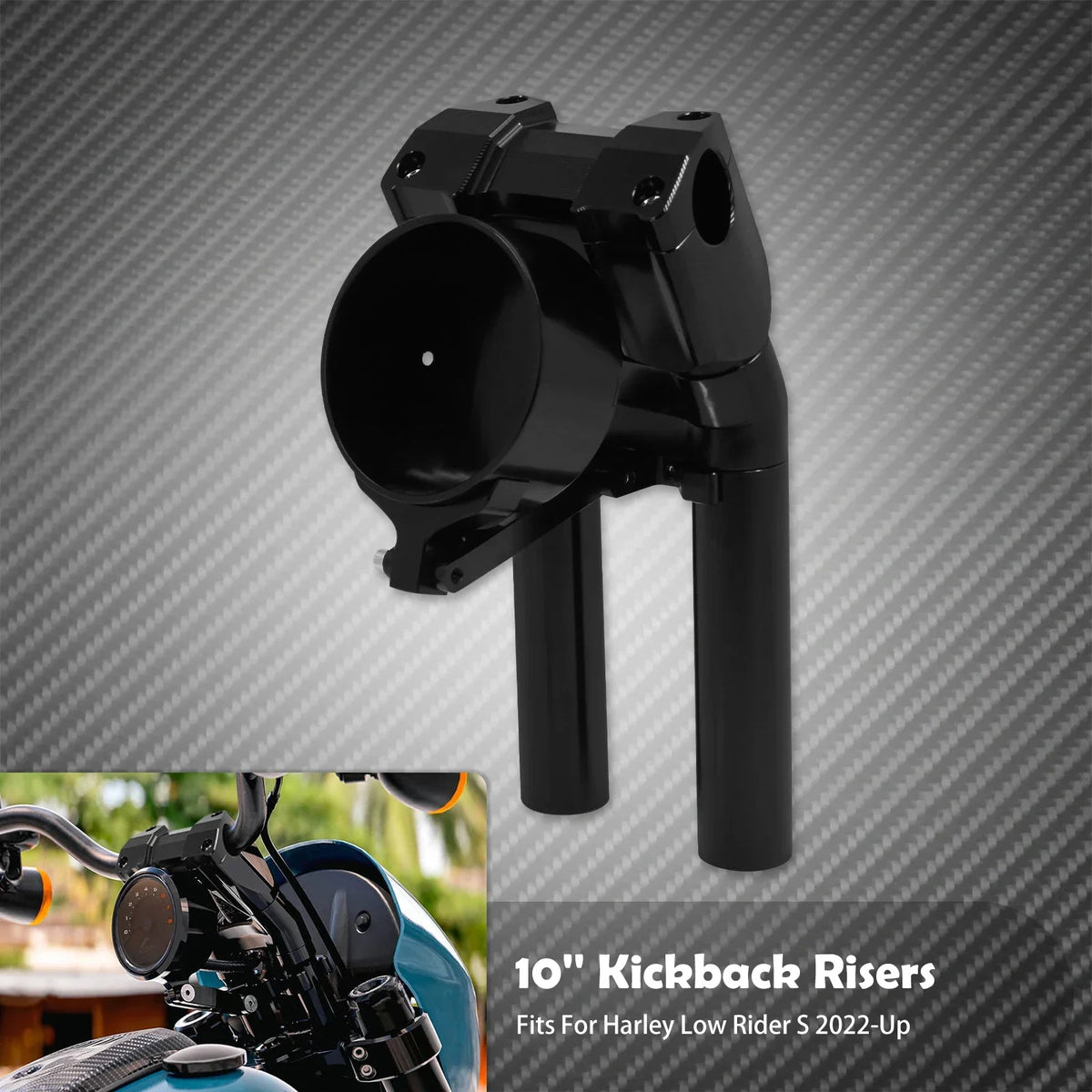 Kit de Rehausseurs de Guidon 10" avec Support Compteur (Kickback Risers) - Harley-Davidson Softail Low Rider S 2022-2024 – photo 8/9