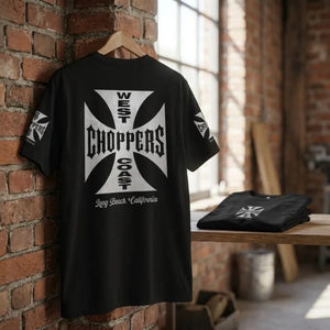 T-shirt biker vintage manches courtes, imprimé graphique - vue 1