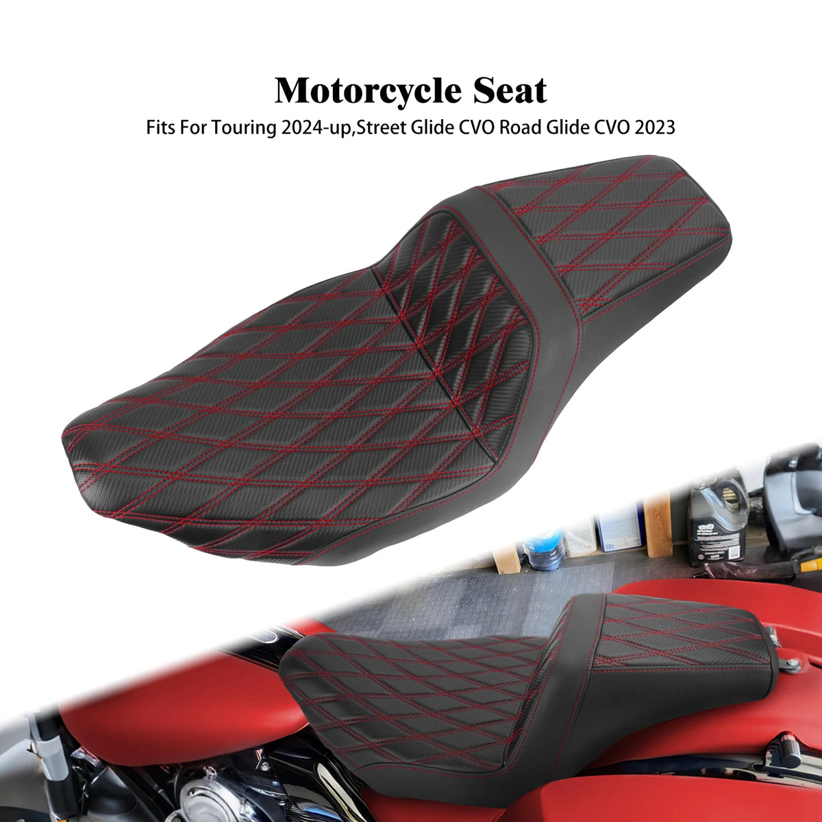 Selle biplace en cuir noir pour Harley-Davidson Touring - vue 10