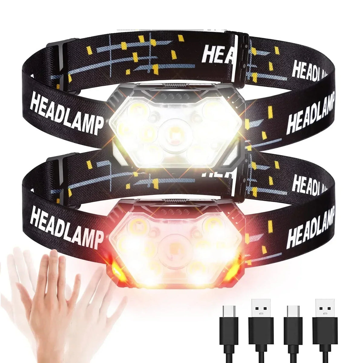 Lampe frontale LED 9 diodes, rechargeable USB, détecteur de mouvement – photo 1/15