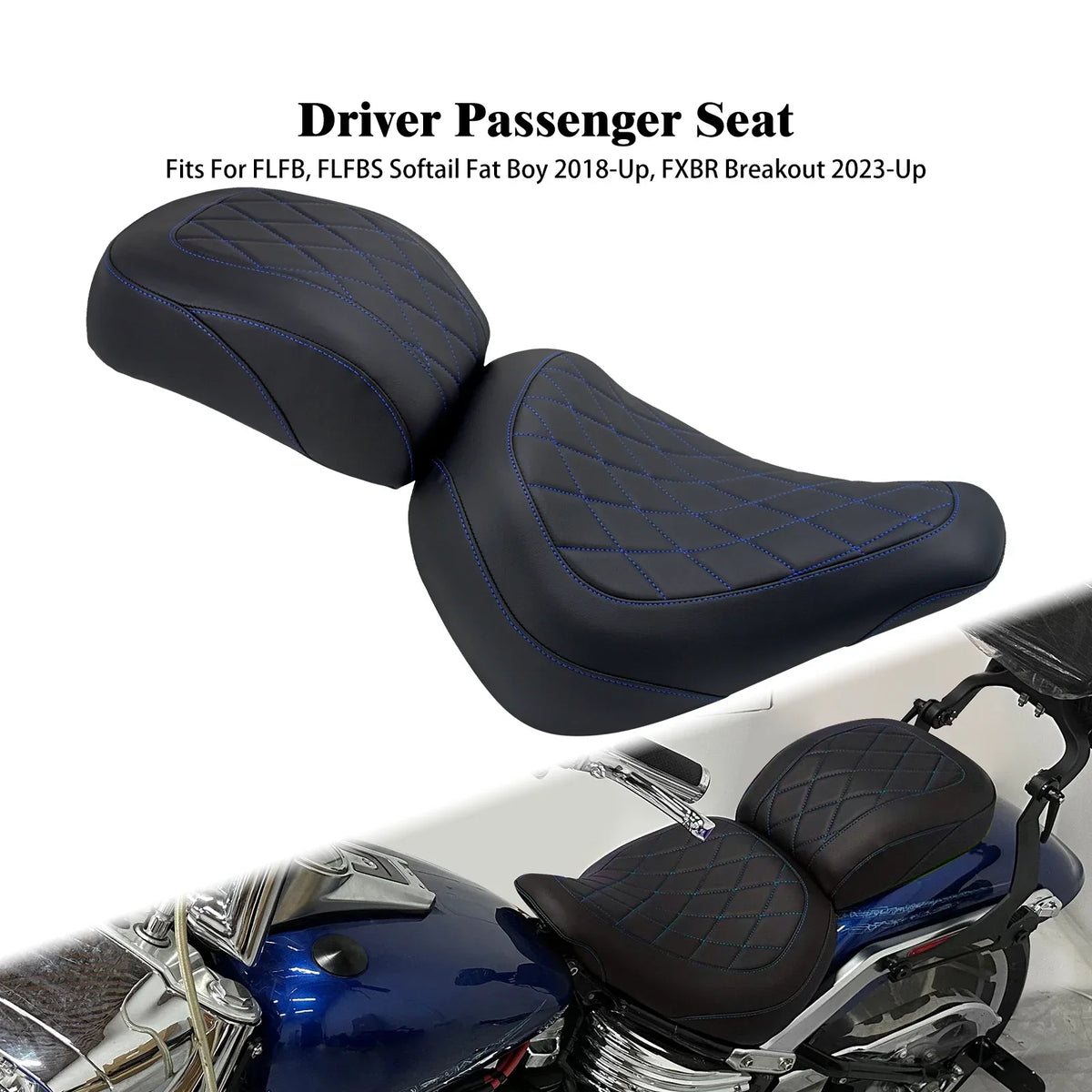 Selle biplace noire pour Harley-Davidson Softail Fat Boy - vue 7