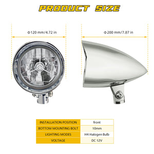 Phare moto visor 4,5 pouces à ampoule H4 ou LED pour chopper et bobber - vue 3