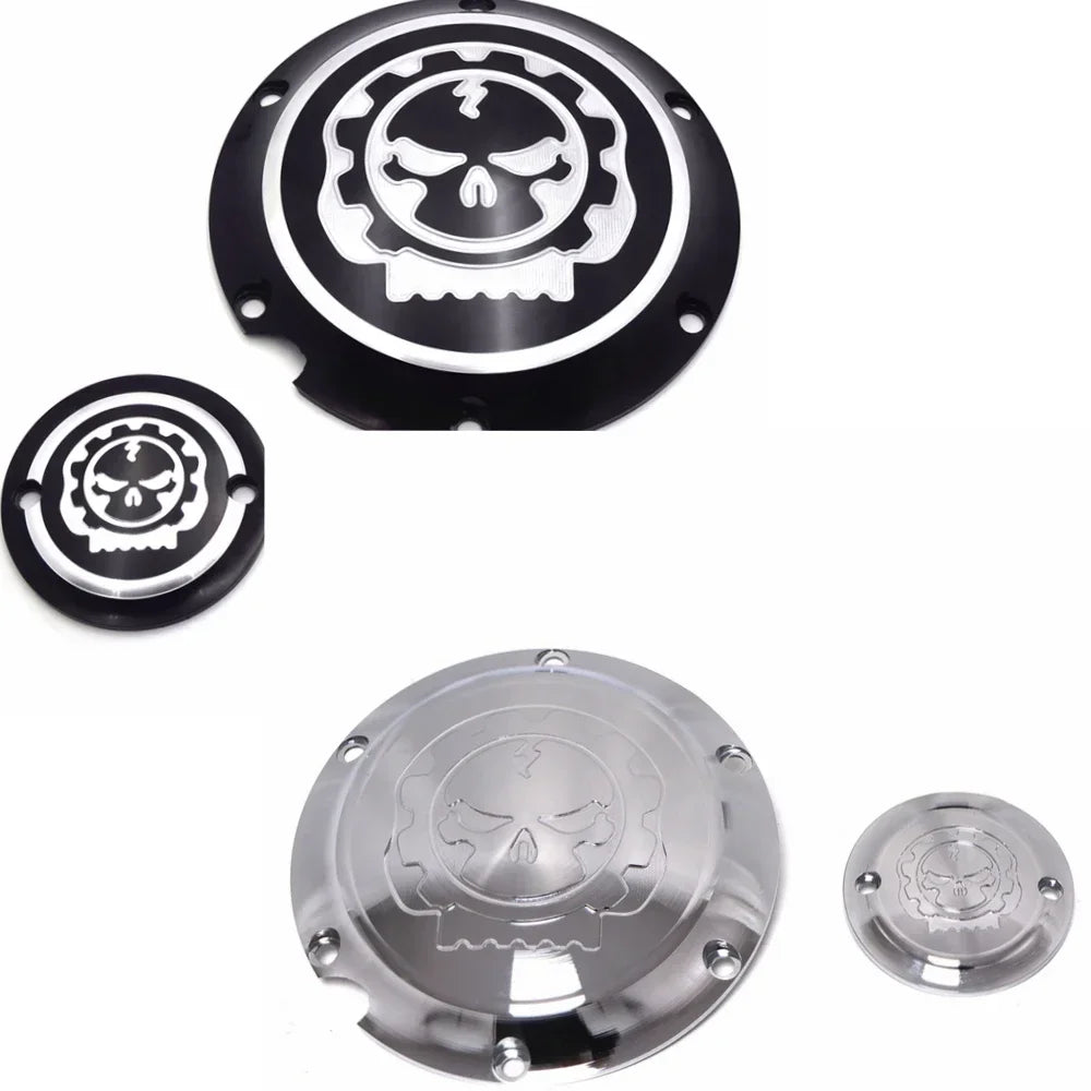 Derby cover et cache d'allumage tête de mort pour Harley Sportster - vue 1