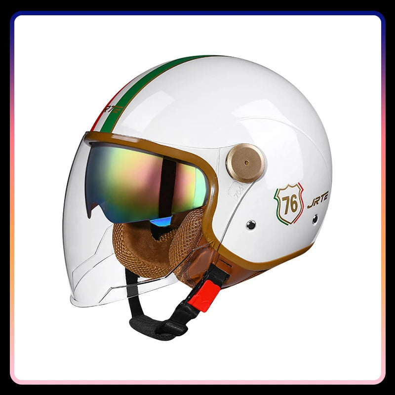 Casque moto jet rétro ouvert, vue de profil - vue 5