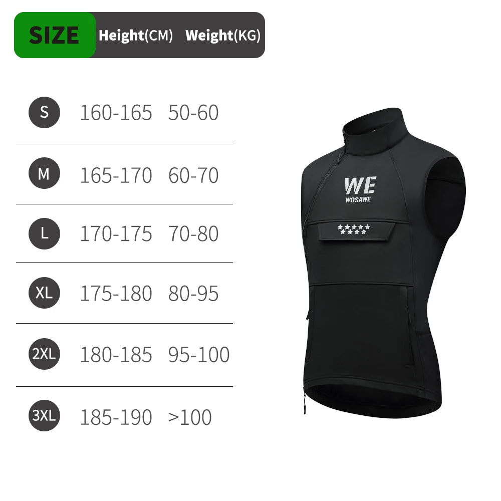 Gilet thermique cyclisme WOSAWE noir sans manches - vue 8
