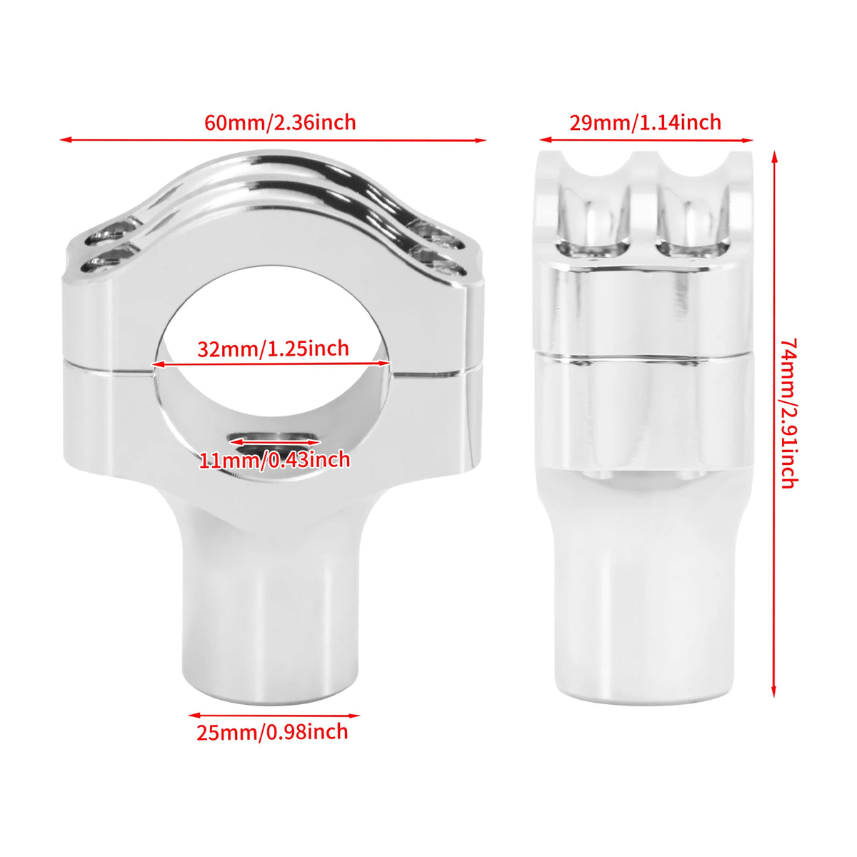 Kit de rehausseurs de guidon chromé pour Harley-Davidson - vue 6