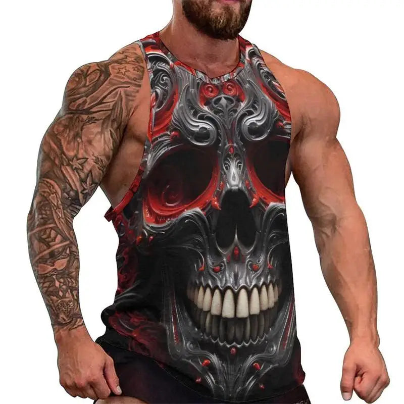 Débardeur crâne 3D oversize homme - vue 1