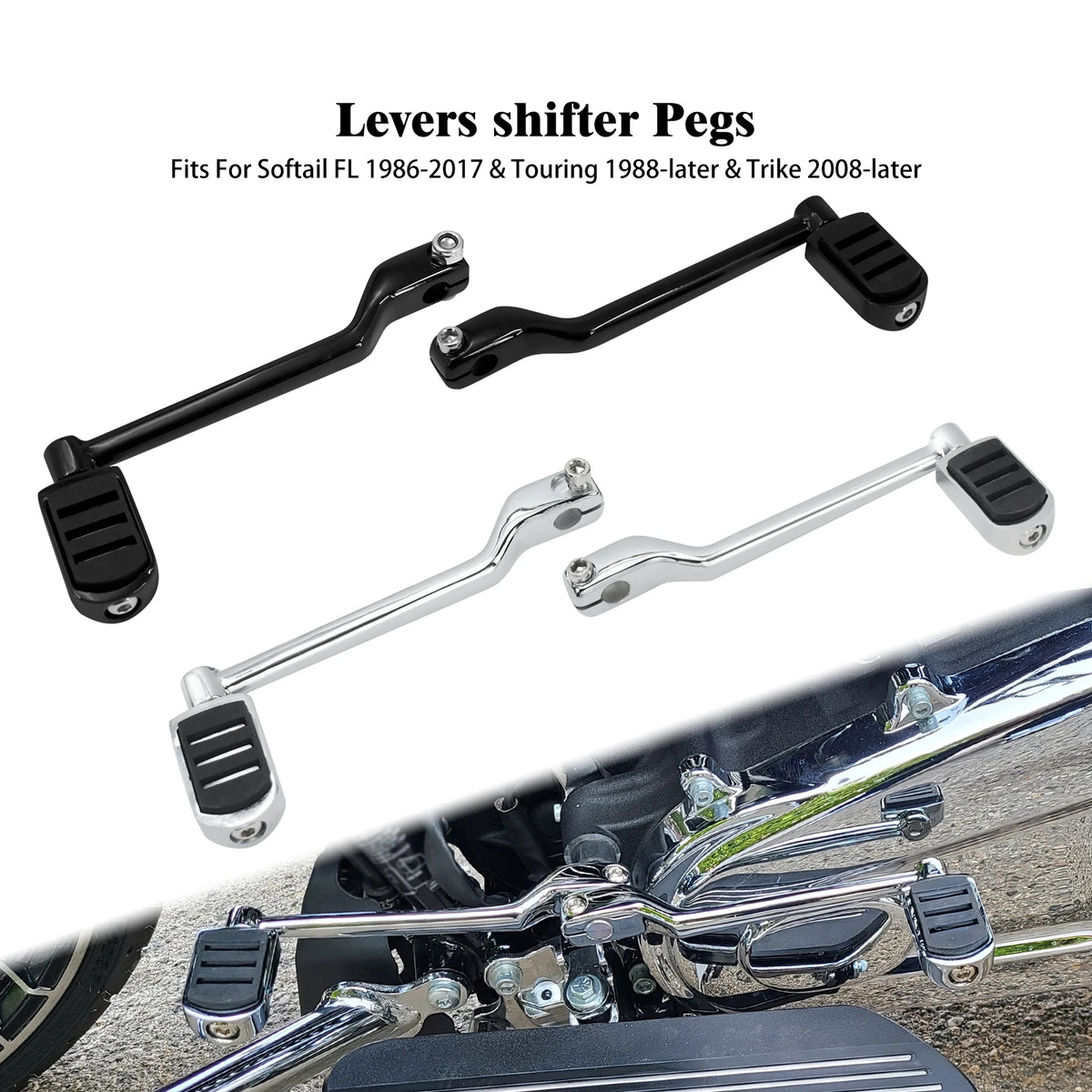 Levier de sélecteur talon-pointe noir pour Harley-Davidson - vue 1