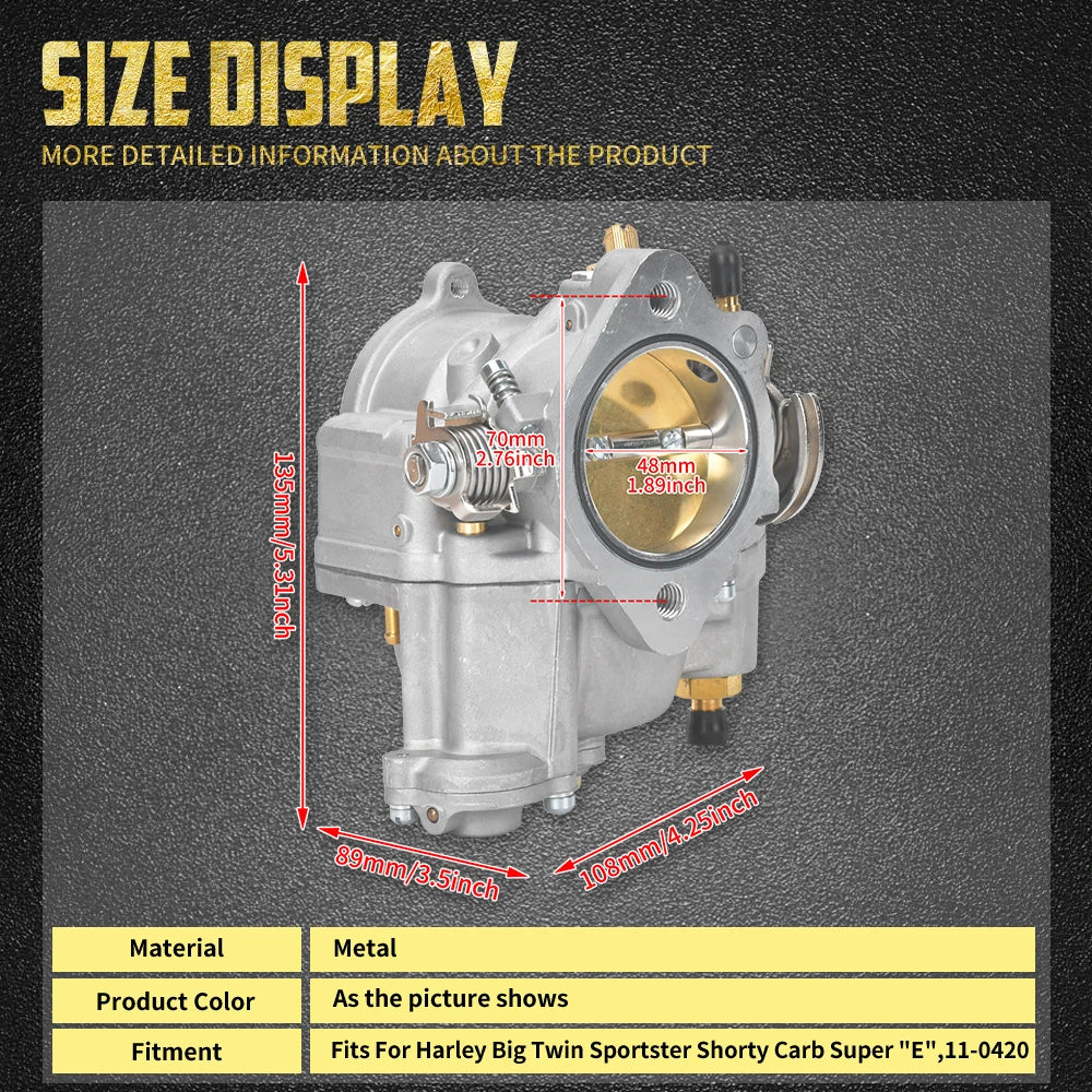 Carburateur Super E style shorty - Harley Big Twin, Sportster, Electra Glide, Fatboy, Lightning – photo 5/7