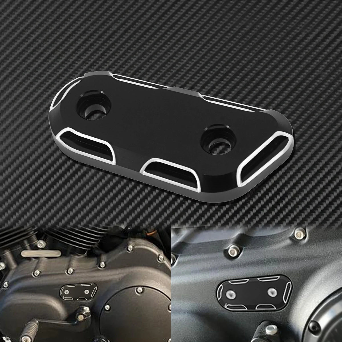 Cache derby, cache timer et cache d'inspection noirs pour Harley Sportster - vue 4