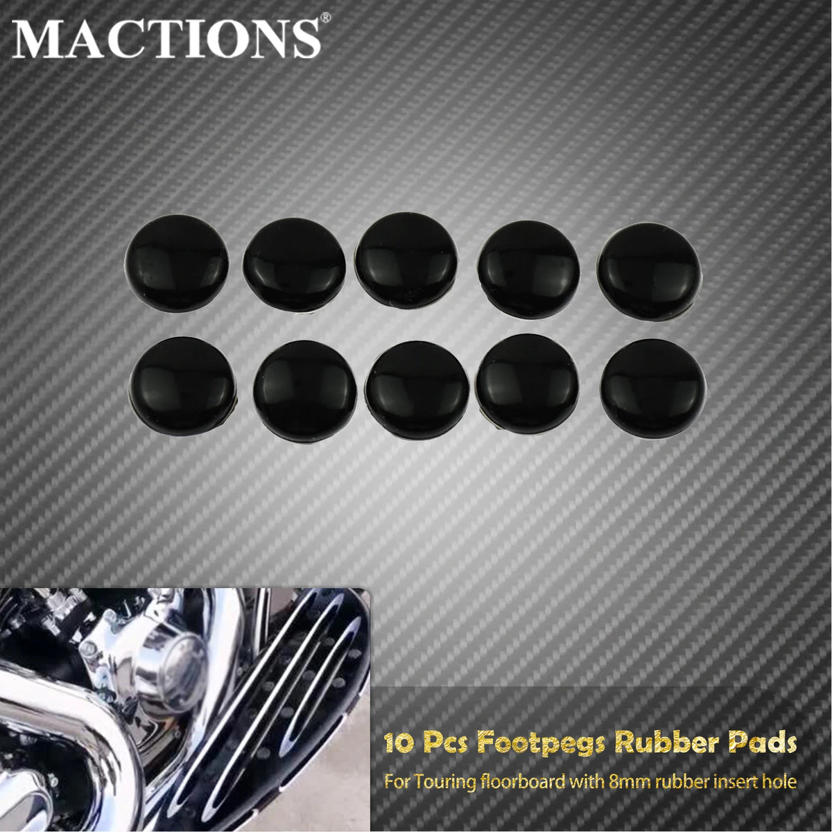 Lot de 10 caoutchoucs de repose-pieds/marchepieds - Harley Touring Road King, Street Glide, Electra Glide FLHR 1986 et + – photo 1/6