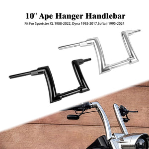 Guidon Ape Hanger 10 pouces noir pour Harley-Davidson - vue 1