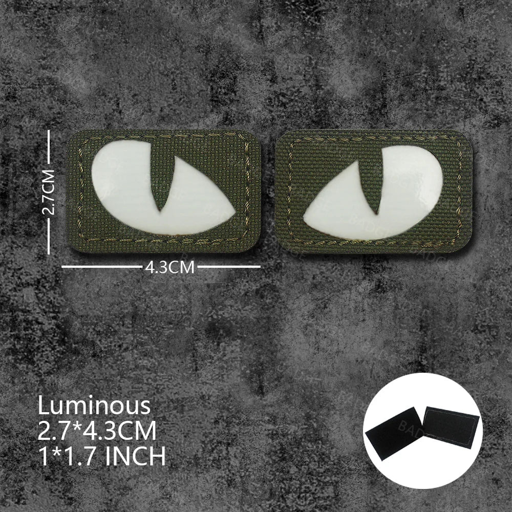 Écusson tactique phosphorescent yeux de chat - vue 24