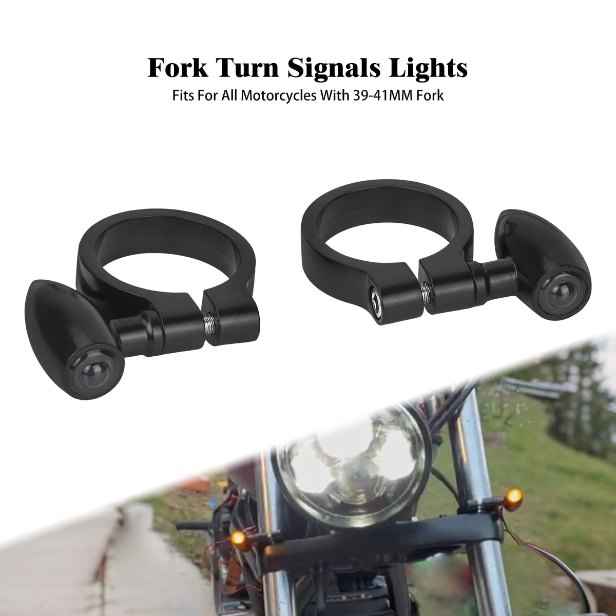 Paire de clignotants LED à collier de fourche pour moto - vue 8