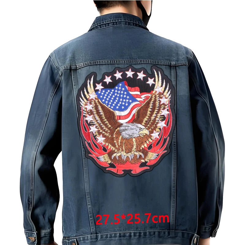 Grand écusson dorsal brodé style biker moto pour blouson - vue 6