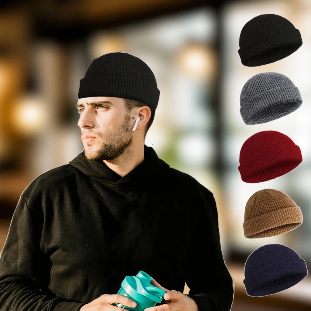 Bonnet tricot thermique à revers roulé pour l'hiver - vue 1