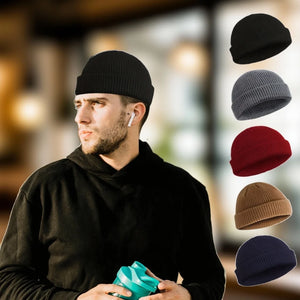 Bonnet tricot thermique à revers roulé pour l'hiver - vue 1