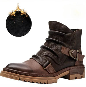 Bottes cuir motard bout rond - vue 10