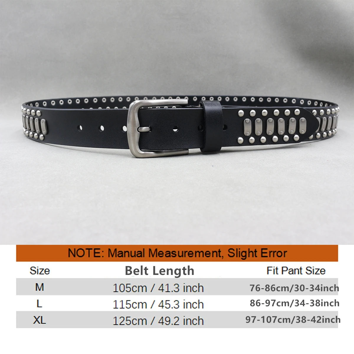 Ceinture en cuir véritable cloutée style rock - vue 2