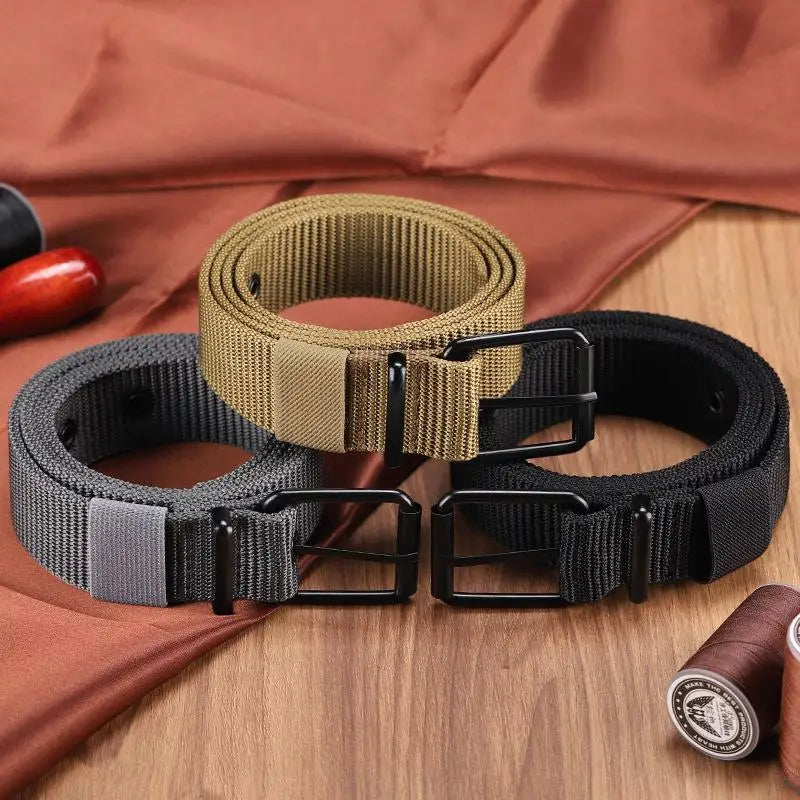 Ceinture en toile grise à boucle ardillon métallique - vue 2