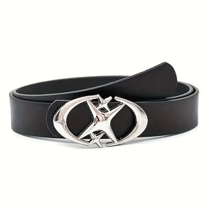 Ceinture unisexe boucle ovale métallique motif croix - vue 1