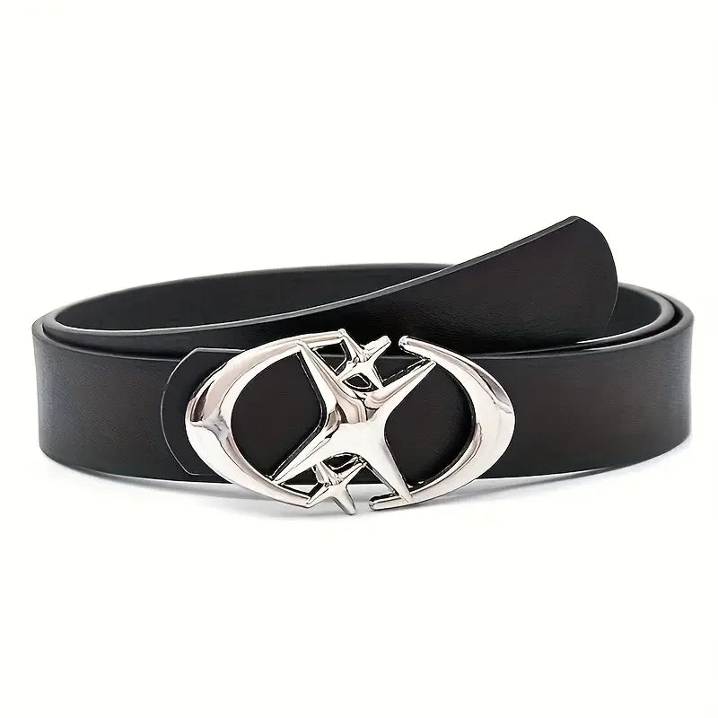 Ceinture unisexe boucle ovale métallique motif croix - vue 1
