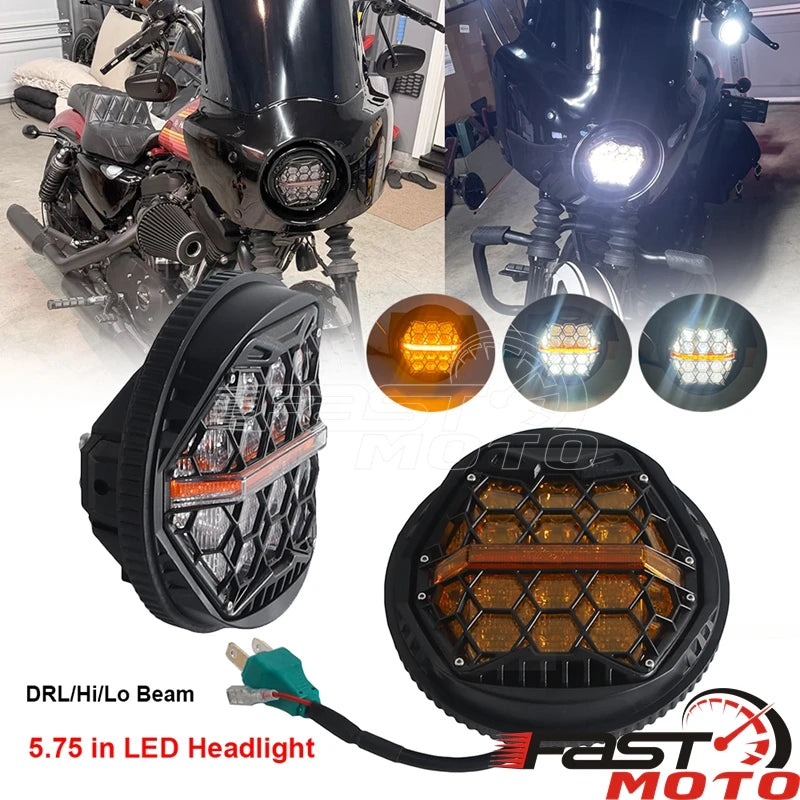 Phare LED rond noir pour moto Harley-Davidson V-Rod - vue 2