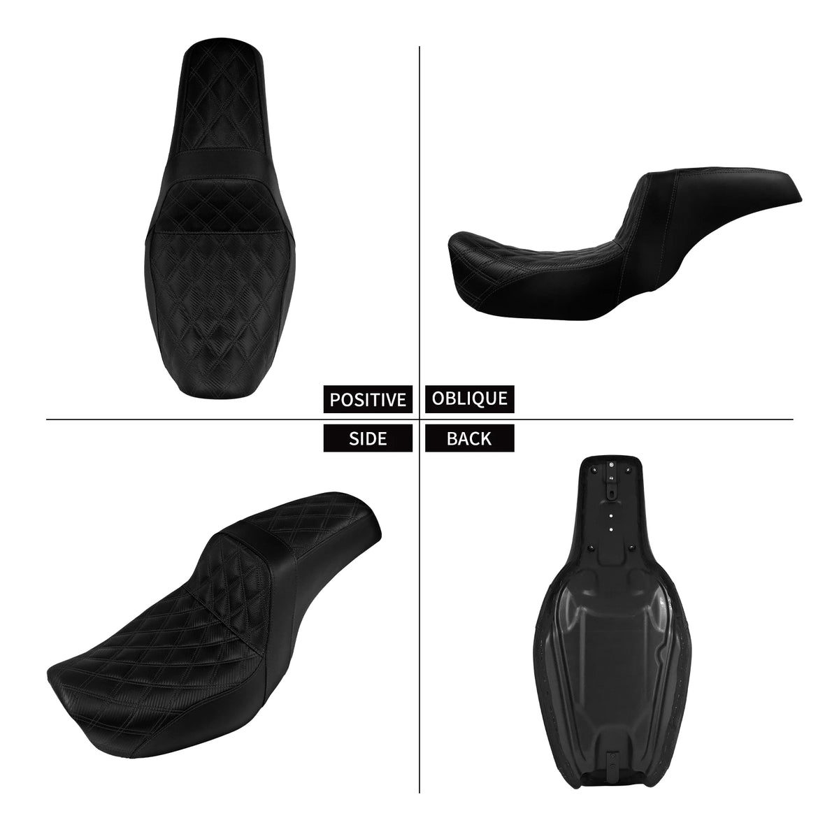 Selle biplace noire pour Harley-Davidson Dyna - vue 4