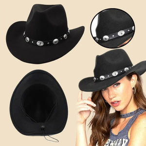 Chapeau cowboy femme - bord roulé et boucle western - vue 2